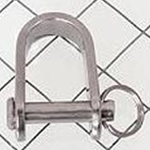 Schaefer 1/4" Pin Stamped "D" Shackle. Lightweight, S.S. shackle with a safe working load of 1750 lbs. 93-21